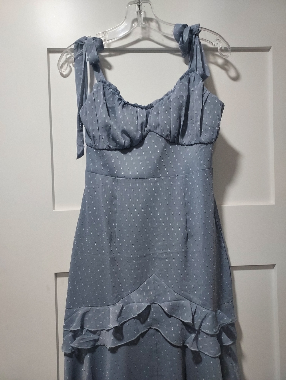 Two Sisters Tie Strap Blue Swiss Dot Maxi Dress Small US 4 AUS 8 Summer Wedding